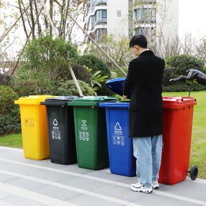 Thùng rác vệ sinh được phân loại 120L Nhà sản xuất thùng xe moóc ngoài trời dày 240L Thùng rác nhựa tài sản - Hình 3