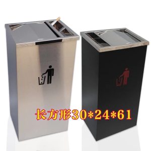 Thùng rác Vuông thép không gỉ khách sạn Thùng rác sảnh dọc rung nắp kích thước lớn hình trụ tròn ngoài trời Thùng rác văn phòng thương mại - Hình 3