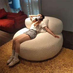 Trắng Lớn Ghế Sofa Lười Chống Bẹp Đầu Thiết Kế Thoải Mái Phòng Khách Thanh Lịch Ghế Toàn Thân Tối Giản Fauteuils De Salon Nội Thất