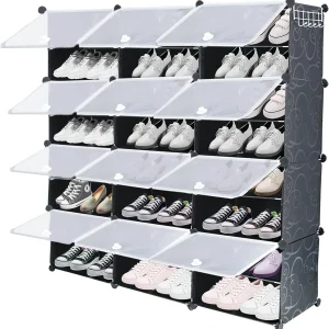 Tủ 16 Cube Gấp Tấm PP DIY Phòng Khách Phòng Ngủ Tủ Quần Áo Bằng Nhựa Tủ Quần Áo với 2 Móc Treo Quần Áo