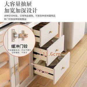 Tủ 2023 đẹp mới sang trọng kiểu kem Tủ búp phê cộng với chiều cao dựa vào tường nhà Tủ để đồ bộ đồ ăn đa chức năng Tủ cao - Hình 3