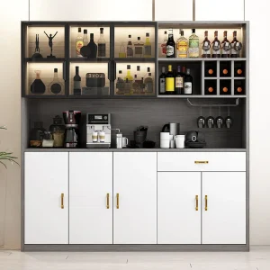 Tủ ăn gỗ nguyên khối, phòng khách hiện đại và tối giản, Tủ rượu, trà nước, bếp và bát, int - Hình 2