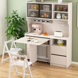 Tủ Bàn ăn gấp đơn giản sang trọng nhẹ nhàng kèm ghế ăn Tủ búp phê đa năng 1 nhà ăn chung cư nhỏ sát Tủ âm tường - Hình 2
