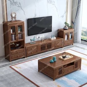 Tủ Bàn Cà Phê Tủ Tivi Thấp Và Cao Tủ Gỗ Óc Chó Hiện Đại Tối Giản Phòng Khách Căn Hộ Nhỏ Tủ Bảo Quản - Hình 3