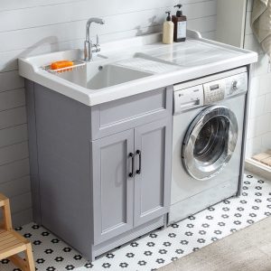 Tủ ban công tích hợp máy giặt – Thiết kế nhôm kết hợp chậu rửa, tủ quần áo, bể rửa đồng hành tiện ích - Hình 4