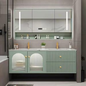 Tủ bệ bồn rửa mặt phòng tắm, vệ sinh, nhiều ngăn để vật dùng, sang trọng, đơn giản, đẹp mắt. - Hình 2