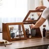 Tủ Bếp Nhật Bản Tủ Có Cửa Kính Tủ Bảo Quản Có Thể Điều Chỉnh Di Chuyển Được Phân Vùng Gỗ Chắc Chắn Để Bàn