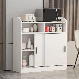 Tủ bếp tủ bếp hiện đại tối giản gỗ nguyên khối để đồ bộ đồ ăn tủ để đồ cửa trượt tủ rượu tủ chè - Hình 2