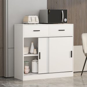 Tủ bếp tủ bếp hiện đại tối giản gỗ nguyên khối để đồ bộ đồ ăn tủ để đồ cửa trượt tủ rượu tủ chè