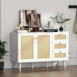 Tủ buffet phòng khách. Tủ Mây, Tủ Buffet 2 Cửa, Tủ Gỗ Credenza Chứa Đồ Cho Phòng Khách