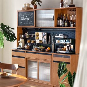 Tủ búp phê gỗ nguyên khối Bắc Âu gia đình căn hộ nhỏ cao từ trần đến sàn hoạt động bàn trà nhà hàng tủ để đồ đa chức năng kiểu Nhật