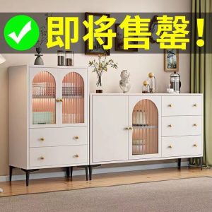Tủ búp phê kiểu Pháp màu kem sang trọng nhẹ nhàng Tủ bếp kho tủ locker cửa kính sát tường tủ chè