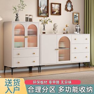 Tủ búp phê kiểu Ý màu kem kiểu Pháp Tủ bảo quản đa năng tủ kho sát tường tủ chè phòng khách thay đồ - Hình 2