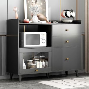 Tủ búp phê nhà đèn sang trọng tủ bếp âm tường tủ thay đồ tủ chè phòng khách đơn giản tủ