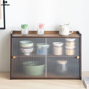Tủ búp phê phong cách Nhật Bản thay đồ tủ bếp để bàn tủ nhỏ tủ trẻ em cửa duy nhất để đồ cốc - Hình 2