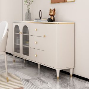 Tủ búp phê phong cách Pháp màu kem gia đình tủ tường thay đồ nhẹ sang trọng phòng khách thay đồ tủ chè - Hình 2