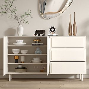 Tủ búp phê phong cách Pháp tối giản hiện đại phong cách kem phòng khách tủ để đồ tủ nhà bếp kệ tủ chè - Hình 4