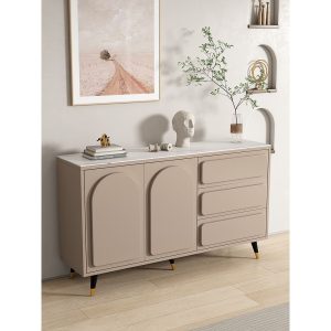 Tủ búp phê phong cách Ý nhẹ nhàng sang trọng đơn giản nhà bếp thay đồ phòng khách dựa vào tường đá tấm thay đồ tích hợp tủ chè - Hình 4