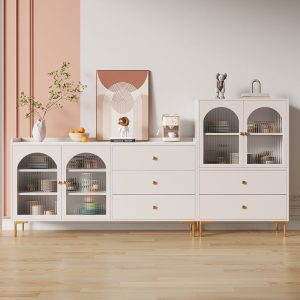 Tủ búp phê sang trọng nhẹ hiện đại nhỏ gọn tủ trà dựa vào tường thay đồ để đồ phòng khách tủ rượu nhà tủ thay đồ - Hình 2
