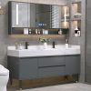Tủ chậu đôi thông minh bằng đá phiến sang trọng nhẹ kết hợp tủ chậu rửa nhà vệ sinh từ trần đến sàn đơn giản