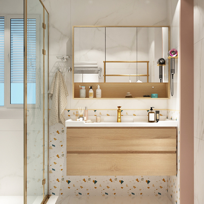 Tủ chậu Lavabo Bắc Âu phòng tắm tủ bàn trang điểm bồn rửa nhà vệ sinh chung cư nhỏ phòng tắm gốm tích hợp bồn cầu Tủ chậu Lavabo Bắc Âu phòng tắm tủ bàn trang điểm bồn rửa nhà vệ sinh chung cư nhỏ phòng tắm gốm tích hợp bồn cầu