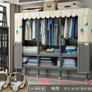 Tủ Có bánh xe 180cm khép kín Tủ quần áo gấp gọn bảo quản quần áo thay đồ Tủ phòng ngủ phòng khách Tủ Đồ Nội Thất Gia Đình