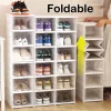 Tủ Có Thể Gập Lại 3/6 Tầng Hộp Đựng Giày Trong Suốt Giày Sneaker Đựng Giày Hộp Xếp Chồng Chống Bụi Cao-Top Tủ Giày Kệ