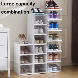 Tủ Có Thể Gập Lại 3/6 Tầng Hộp Đựng Giày Trong Suốt Giày Sneaker Đựng Giày Hộp Xếp Chồng Chống Bụi Cao-Top Tủ Giày Kệ - Hình 2