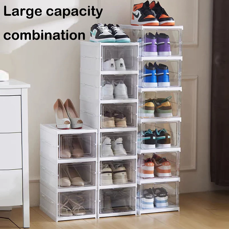 Tủ Có Thể Gập Lại 3/6 Tầng Hộp Đựng Giày Trong Suốt Giày Sneaker Đựng Giày Hộp Xếp Chồng Chống Bụi Cao-Top Tủ Giày Kệ - Hình 2 Tủ Có Thể Gập Lại 3/6 Tầng Hộp Đựng Giày Trong Suốt Giày Sneaker Đựng Giày Hộp Xếp Chồng Chống Bụi Cao-Top Tủ Giày Kệ - Hình 2