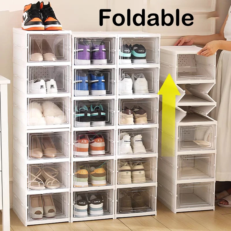 Tủ Có Thể Gập Lại 3/6 Tầng Hộp Đựng Giày Trong Suốt Giày Sneaker Đựng Giày Hộp Xếp Chồng Chống Bụi Cao-Top Tủ Giày Kệ Tủ Có Thể Gập Lại 3/6 Tầng Hộp Đựng Giày Trong Suốt Giày Sneaker Đựng Giày Hộp Xếp Chồng Chống Bụi Cao-Top Tủ Giày Kệ