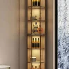 Tủ Cửa Kính Tròn Cao Tủ Rượu Đèn Italy Sang Trọng Gỗ Chắc Chắn Tất Cả Trong Một Tủ Phòng Khách hiện Đại Đồ Curio Tủ