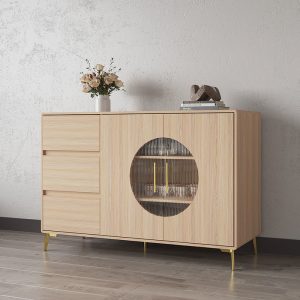 Tủ đẹp sang trọng cao cấp bằng gỗ nguyên khối kiểu gỗ phòng khách Tủ búp phê hiện đại tường nhà cửa kính Tủ trà - Hình 2