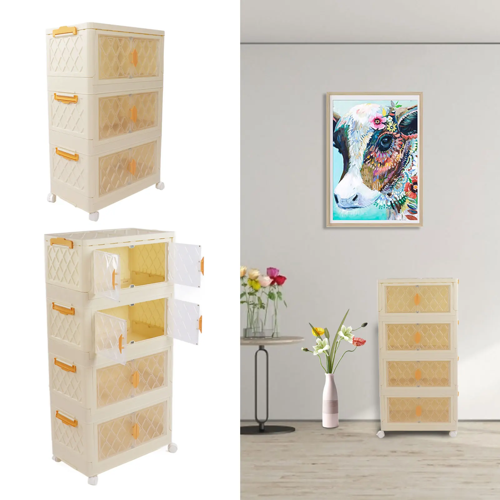 Tủ đồ Cửa mở đôi hộ gia đình Thùng lớn Thùng bằng nhựa Thùng có thể xếp chồng lên nhau Hộp sắp xếp có nắp đậy Cửa bánh xe - Hình 2 Tủ đồ Cửa mở đôi hộ gia đình Thùng lớn Thùng bằng nhựa Thùng có thể xếp chồng lên nhau Hộp sắp xếp có nắp đậy Cửa bánh xe - Hình 2