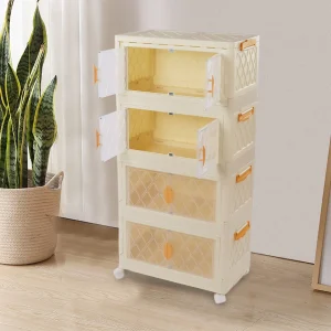 Tủ đồ Cửa mở đôi hộ gia đình Thùng lớn Thùng bằng nhựa Thùng có thể xếp chồng lên nhau Hộp sắp xếp có nắp đậy Cửa bánh xe