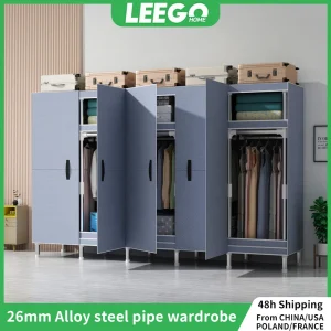 Tủ đồ LEEGOHOME Tủ Quần Áo Dung Tích Lớn Tủ Quần Áo Nội Thất Phòng Ngủ 207cmx45cmx170cm Ống Thép Hỗ Trợ Hộ Gia Đình