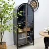 Tủ đồ Mỹ Vintage Đôi Mở Cửa Kính Tủ Trưng Bày Vòm Sắt Nghệ Thuật Tủ Sách Pháp Tủ Rượu Phòng Khách