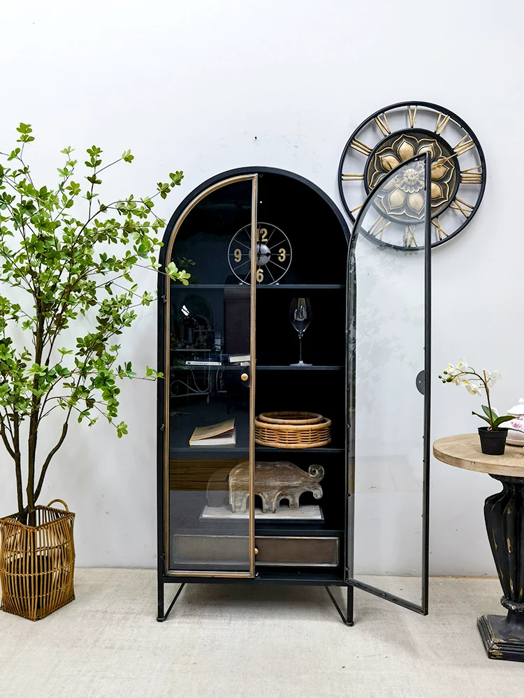 Tủ đồ Mỹ Vintage Đôi Mở Cửa Kính Tủ Trưng Bày Vòm Sắt Nghệ Thuật Tủ Sách Pháp Tủ Rượu Phòng Khách - Hình 2 Tủ đồ Mỹ Vintage Đôi Mở Cửa Kính Tủ Trưng Bày Vòm Sắt Nghệ Thuật Tủ Sách Pháp Tủ Rượu Phòng Khách - Hình 2