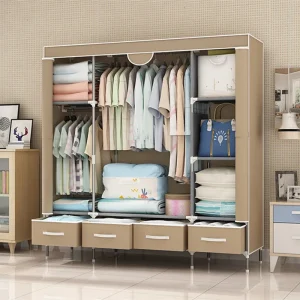 Tủ đồ Vải Không Dệt Tủ Quần Áo Cà Phê Vải Tủ Quần Áo Gấp Di Động Chống Bụi Chống Nước Tủ Bảo Quản Phòng Ngủ Nội Thất Gia Đình