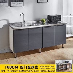 Tủ Đơn giản Tủ inox hộ gia đình Tủ bếp Tủ bếp chậu rửa Tủ cho thuê phòng lắp ráp Tủ kinh tế - Hình 2