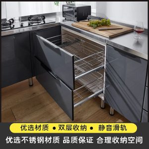 Tủ Đơn giản Tủ inox hộ gia đình Tủ bếp Tủ bếp chậu rửa Tủ cho thuê phòng lắp ráp Tủ kinh tế - Hình 3