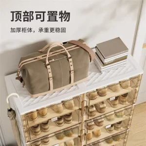 Tủ Giày Tủ Bảo Quản Giày Có Thể Gập Lại Không Cần Lắp Đặt Hộp Đựng Giày Nhựa Trong Suốt Bảo Quản Giá Gấp Giày Boot Cổ Ngắn AJ - Hình 4