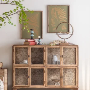Tủ Gỗ Chắc Chắn Chạm Khắc Vintage Tủ Rượu Phòng Khách Đau Khổ Cửa Kính Trưng Bày - Hình 4