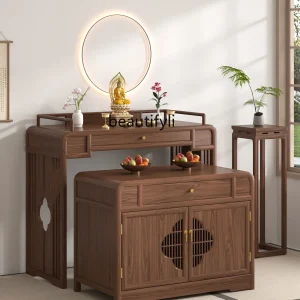 Tủ Gỗ Chắc Chắn Phật Giáo Nội Địa Phật Tủ Đèn Cao Cấp Thần Tài Thờ Phật Điện Phòng Khách Hương Bàn - Hình 4