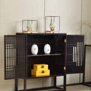 Tủ Gỗ Chắc Chắn Tủ Đựng Đồ Nhà Phòng Khách Tủ Thấp Gỗ Tro Tường Tủ Trà Mới Phong Cách Trung Hoa Tủ - Hình 3