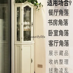 Tủ góc bằng gỗ nguyên khối Sàn kính trưng bày Phòng khách Tủ rượu gỗ nguyên khối - Hình 2