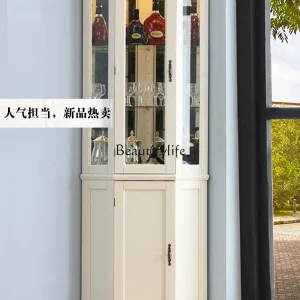 Tủ góc bằng gỗ nguyên khối Sàn kính trưng bày Phòng khách Tủ rượu gỗ nguyên khối - Hình 4