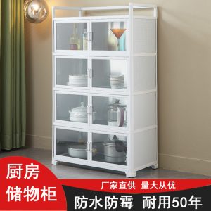 Tủ hợp kim nhôm cho thuê phòng bếp đơn giản giá tủ để đồ tủ búp phê gia đình bằng thép không gỉ dày tủ - Hình 4
