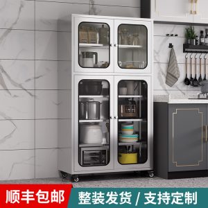 Tủ inox nhà hàng cửa lưới nhiều lớp tủ bếp tủ đựng đồ gia đình tủ đa năng có kính - Hình 2