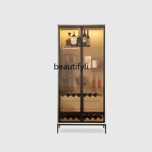 Tủ Italy Tối Giản Cửa Kính Tủ Rượu Sơn Treo Tường Tủ Trưng Bày Gỗ Chắc Chắn Phòng Khách Bảo Quản Tủ Trà