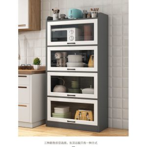 Tủ Kệ bếp có cửa Tủ âm tường cao từ trần đến sàn phòng khách chung cư nhỏ Tủ rượu Tủ đựng đồ Tủ locker kính - Hình 2